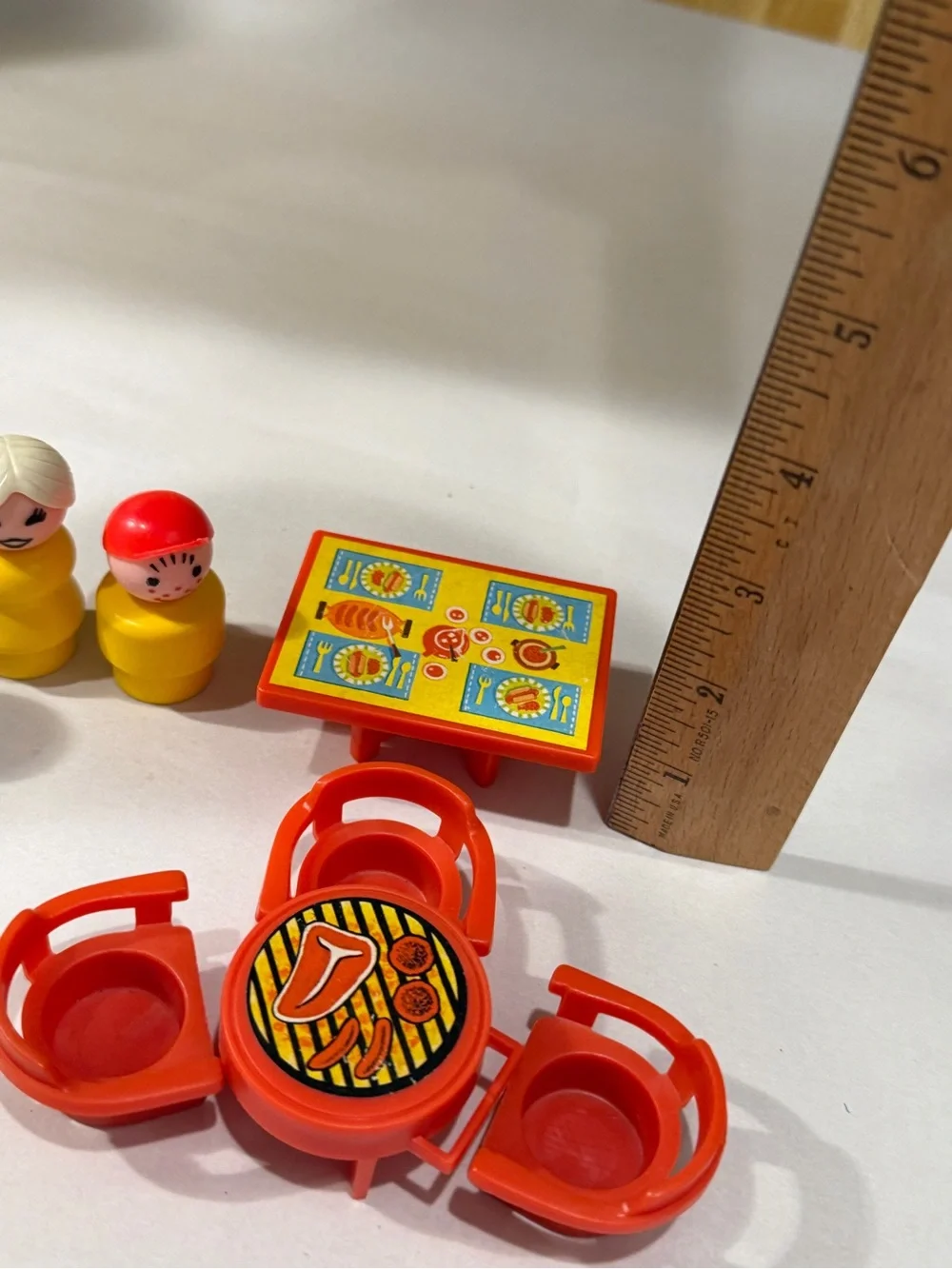Vintage fisher price Kids Toy Playset with Orange Table and Figures family